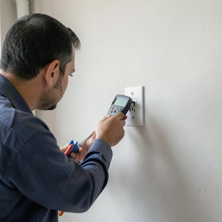 Profissional avaliando a instalação elétrica de uma residência